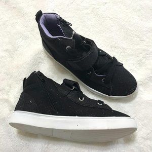 Cat & Jack Sneakers Shoes Girls Size 4 Black and White Glitter High Tops Regan